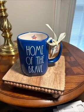 Rae Dunn Blue "Home of the Brave" Ceramic Mug